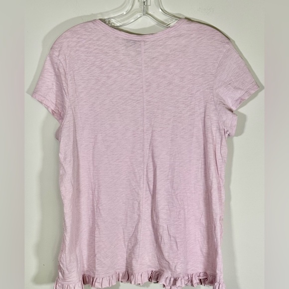 Basic  Crew Neck Tee w/ Ruffled Bottom Hem - Picture 2 of 2